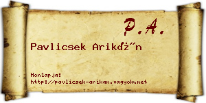 Pavlicsek Arikán névjegykártya